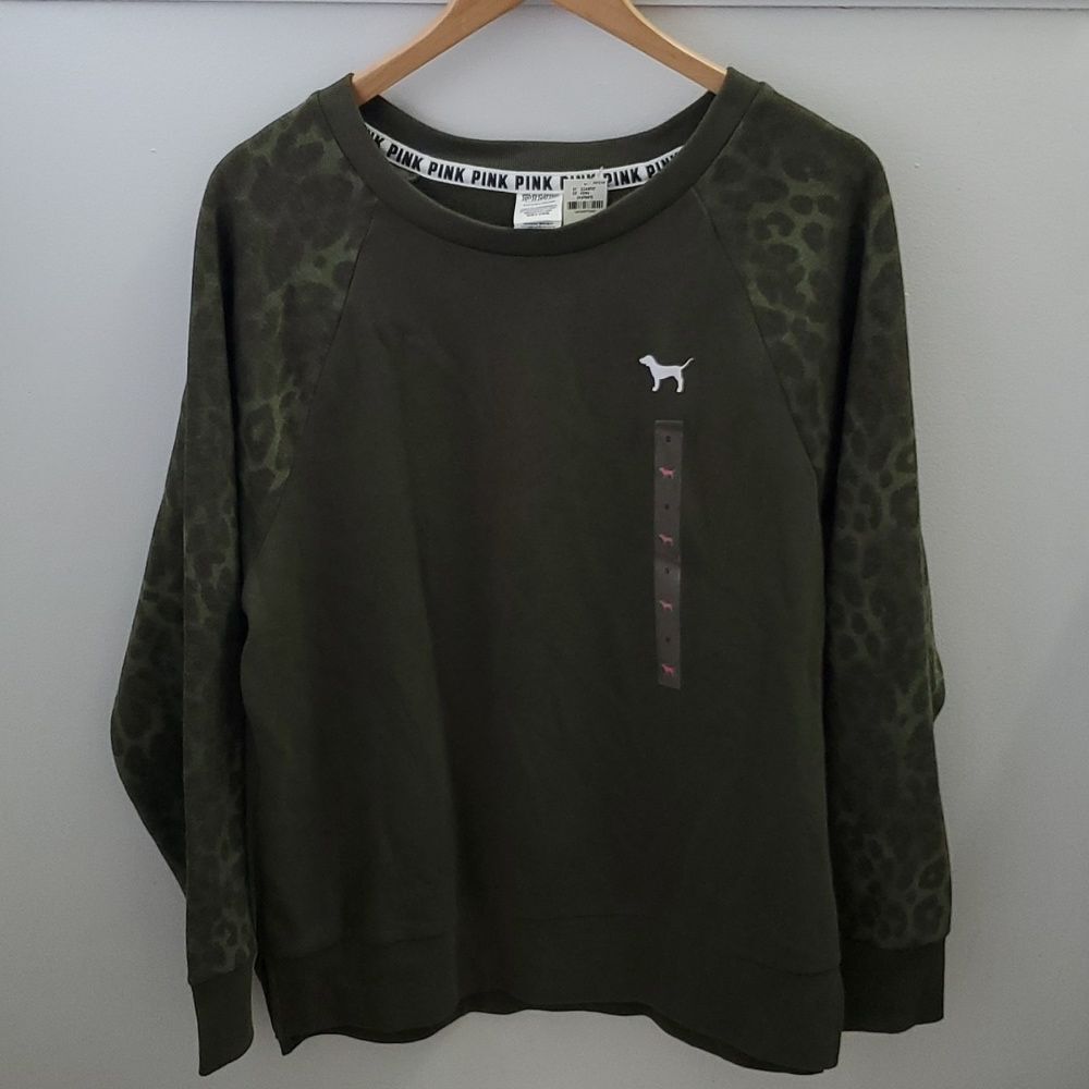 Pink Victoria's Secret Cheetah Print Sleeves Green Size Small Fleece